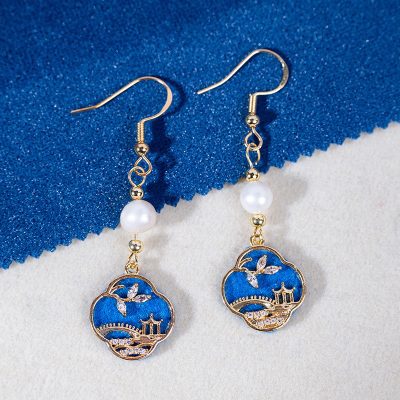 Classical Earrings Women Blue Smart Pearl Earrings