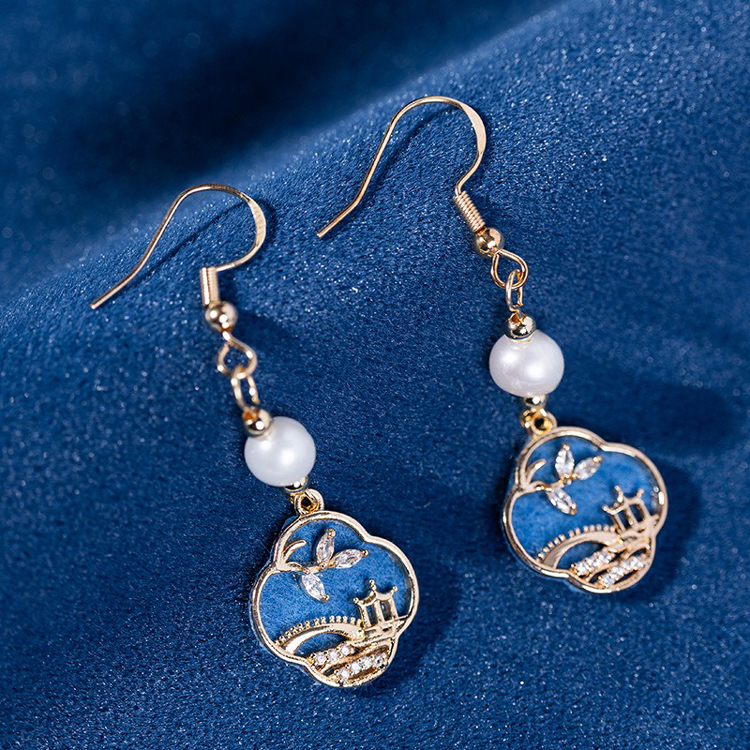 Classical Earrings Women Blue Smart Pearl Earrings