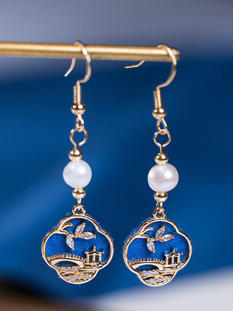 Classical Earrings Women Blue Smart Pearl Earrings
