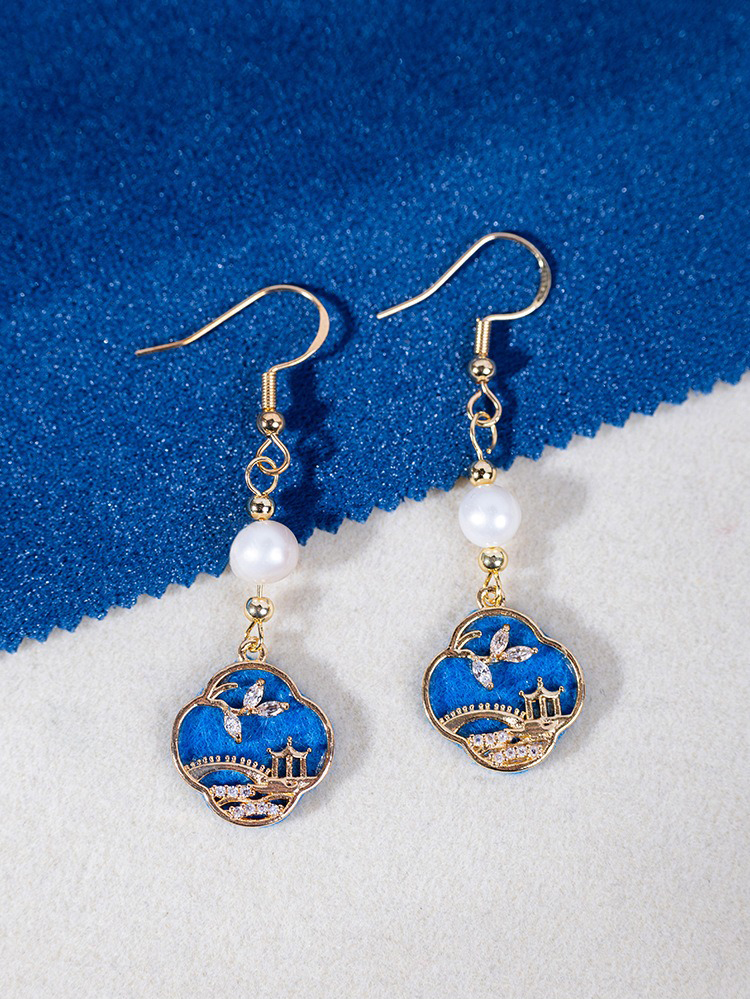 Classical Earrings Women Blue Smart Pearl Earrings