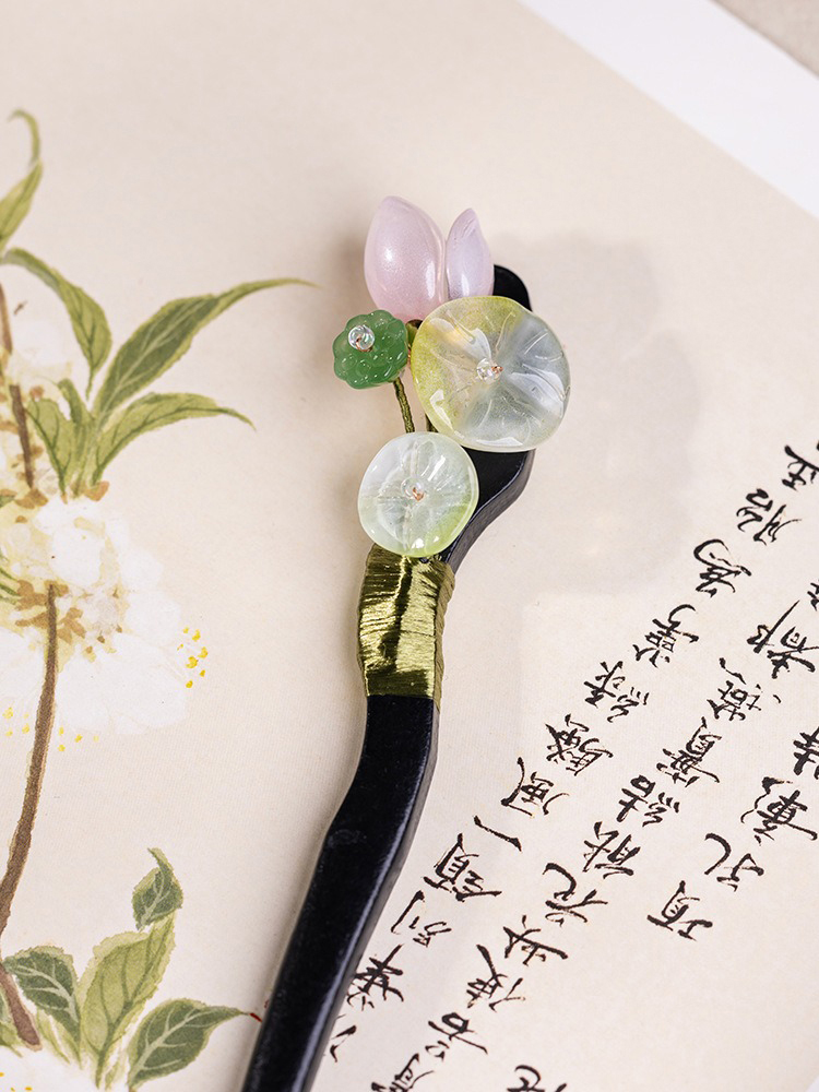 Hanfu Hair Accessories Wooden Hairpin Cheongsam Summer Lotus Flower 