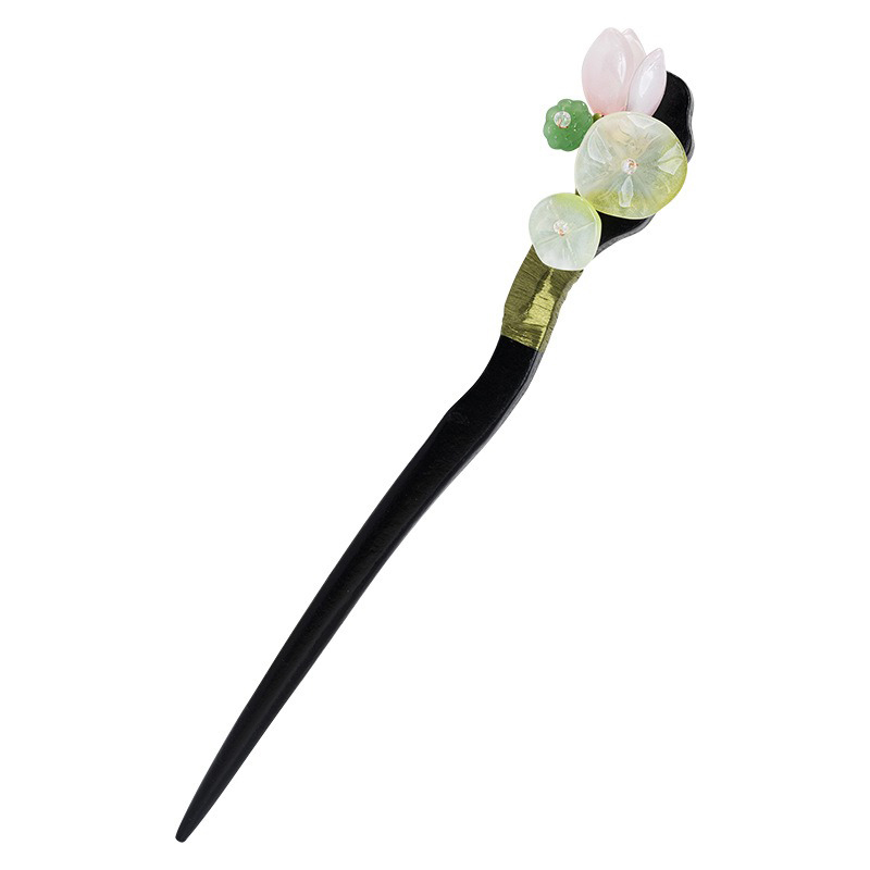 Hanfu Hair Accessories Wooden Hairpin Cheongsam Summer Lotus Flower 