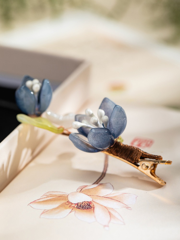 Ink Lotus Flower Hair Clip Daily Fresh Headdress Hanfu Accessories Pair Clip