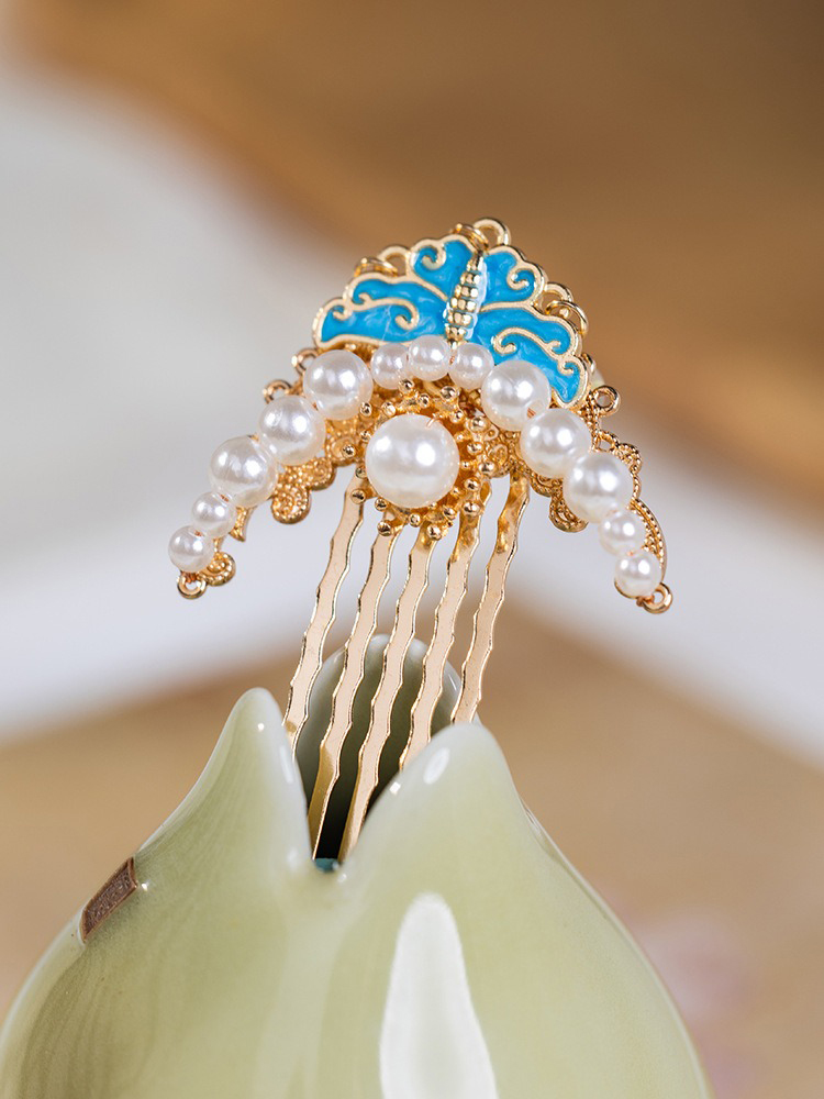 Ming Dynasty Hanfu Hairpin Ladies Pearl Hair Comb