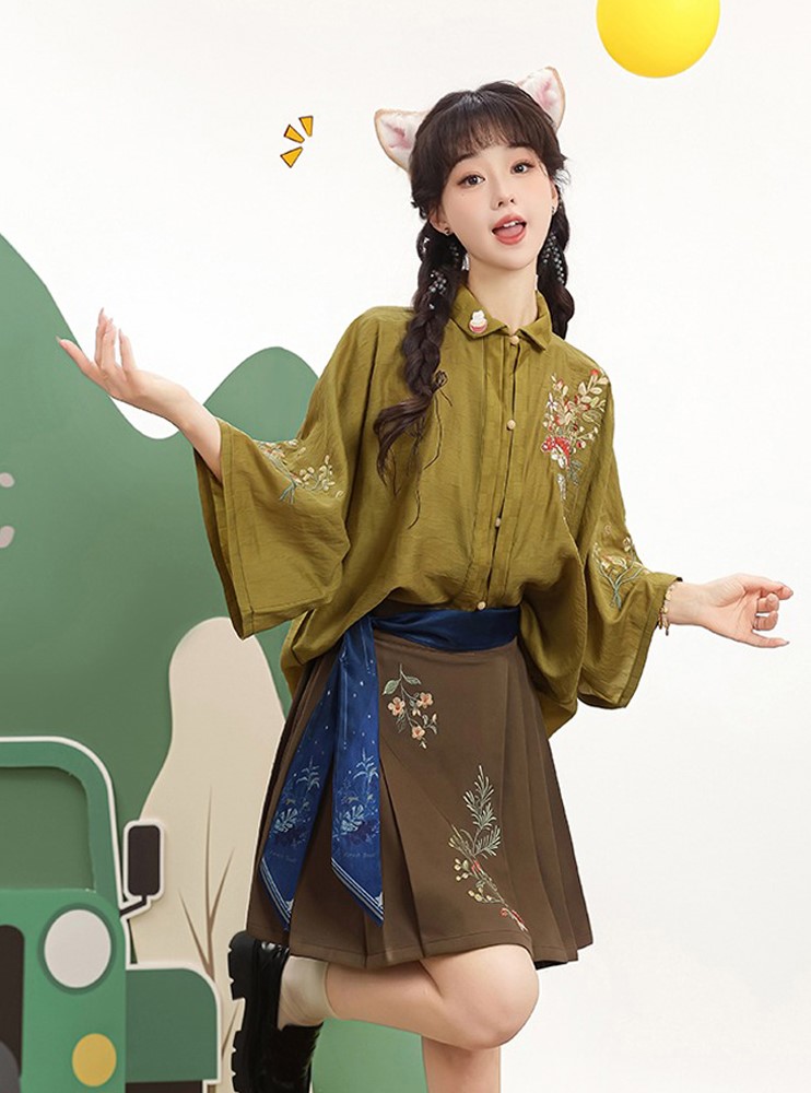 Ming Hanfu Fashion Sets Ma Mian Skirt Summer Suit