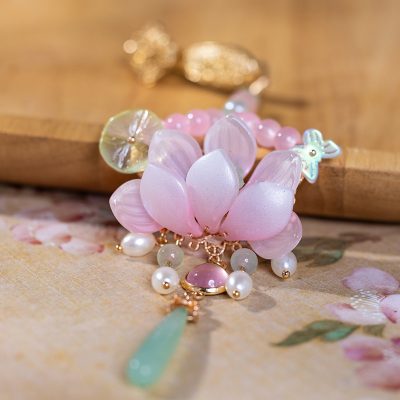 Pink Lotus Tassel Fairy Ancient Style Charm Hanfu Waist Accessories