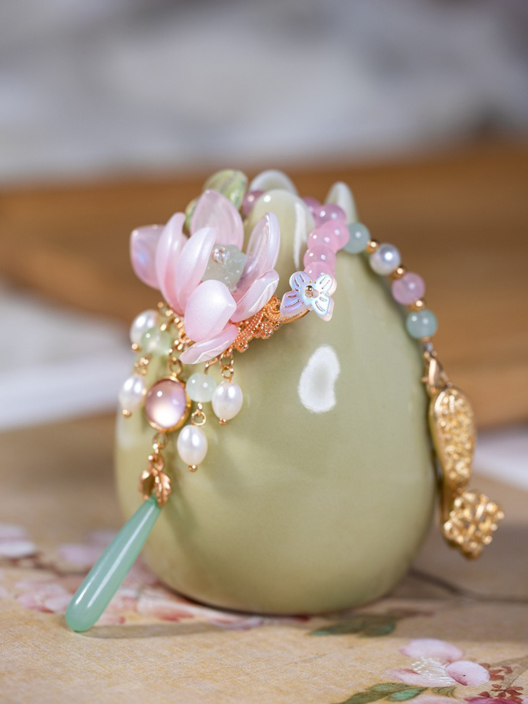 Pink Lotus Tassel Fairy Ancient Style Charm Hanfu Waist Accessories