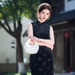 Summer Black Cheongsam Chinese Ladies Slim Sleeveless Dresses