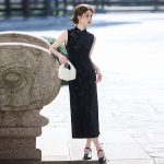 Summer Black Cheongsam Chinese Ladies Slim Sleeveless Dresses