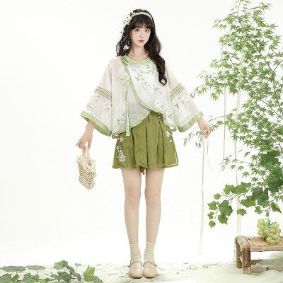 Summer Women Song Dynasty Round Neck Hanfu Daily Shorts Songku