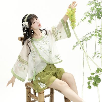 Summer Women Song Dynasty Round Neck Hanfu Daily Shorts Songku