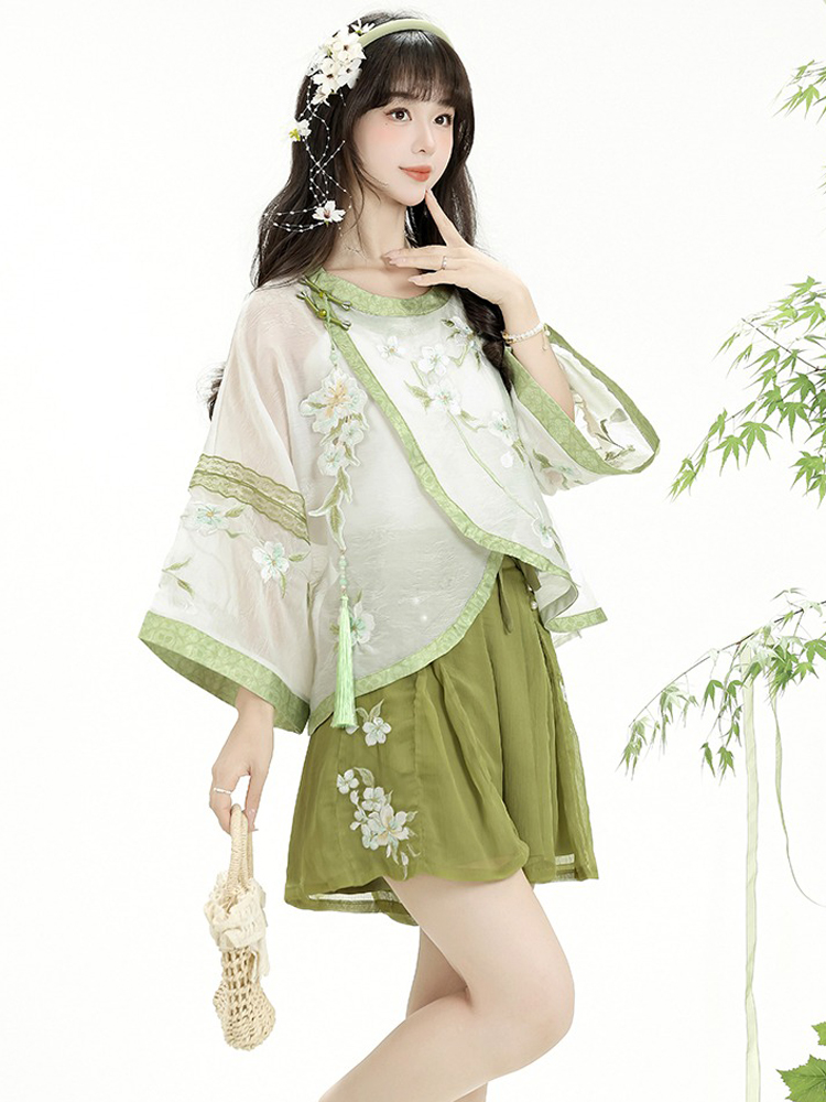 Summer Women Song Dynasty Round Neck Hanfu Daily Shorts Songku