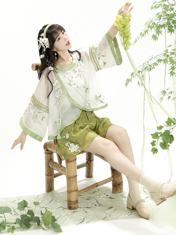 Summer Women Song Dynasty Round Neck Hanfu Daily Shorts Songku