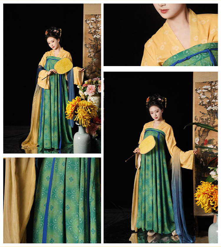 Tang Dynasty Traditional Hanfu Ladies Qixiong Shanqun Colorful Spring Dresses