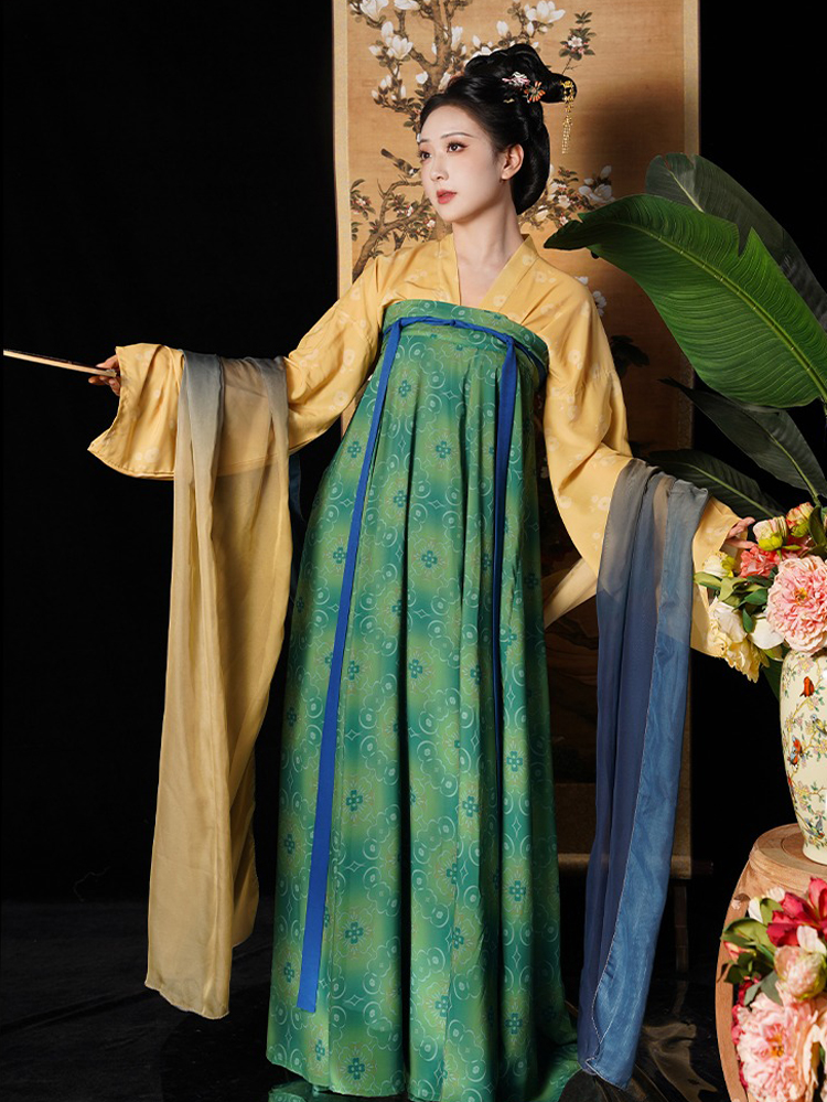 Tang Dynasty Traditional Hanfu Ladies Qixiong Shanqun Colorful Spring Dresses