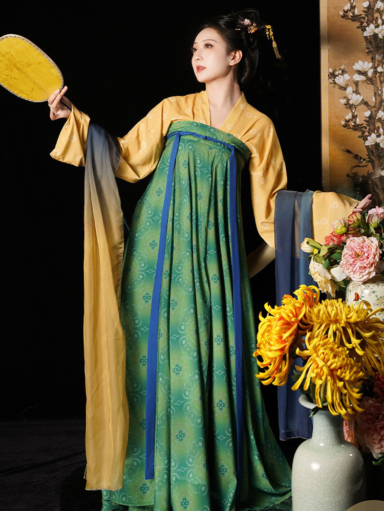 Tang Dynasty Traditional Hanfu Ladies Qixiong Shanqun Colorful Spring Dresses