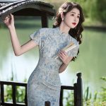 Women Cheongsam New Summer Long Dress Slim Plain