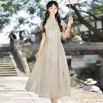 Ladies Summer Cheongsam Dress Pear Daily Thin Skirt