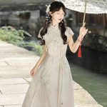 Ladies Summer Cheongsam Dress Pear Daily Thin Skirt