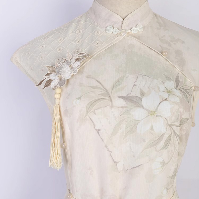 Ladies Summer Cheongsam Dress Pear Daily Thin Skirt