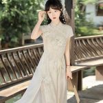 Ladies Summer Cheongsam Dress Pear Daily Thin Skirt