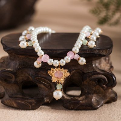 Women Lotus Necklace Simple Summer Vintage Accessories