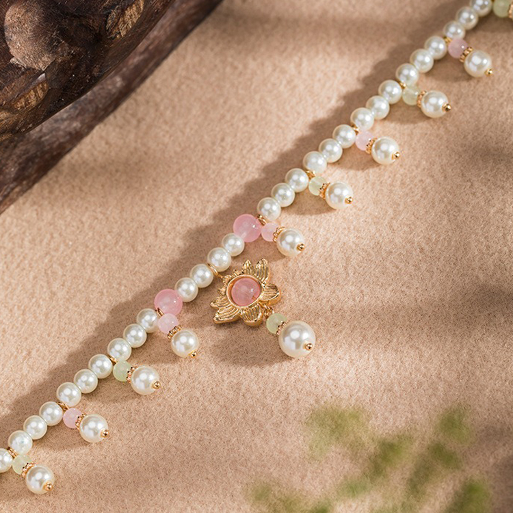 Women Lotus Necklace Simple Summer Vintage Accessories