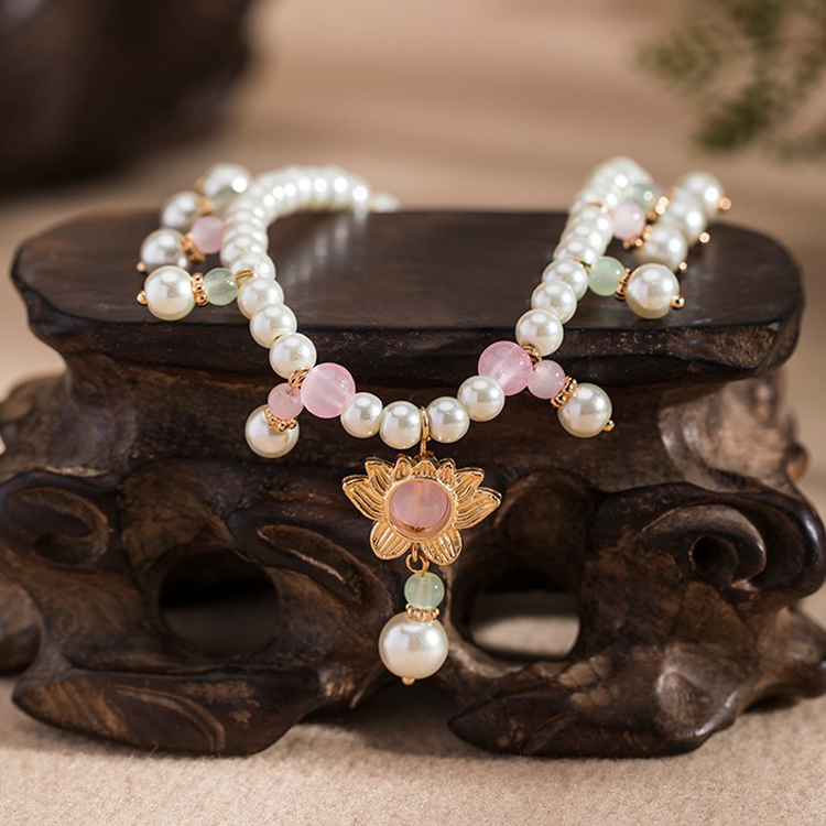 Women Lotus Necklace Simple Summer Vintage Accessories