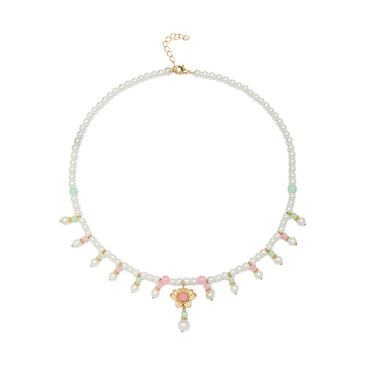 Women Lotus Necklace Simple Summer Vintage Accessories