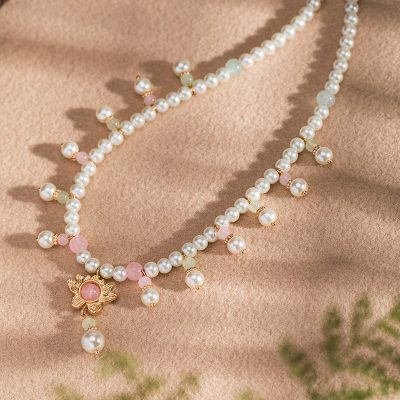 Women Lotus Necklace Simple Summer Vintage Accessories