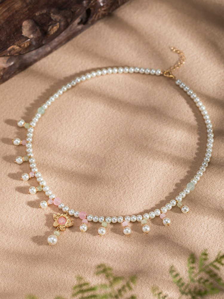 Women Lotus Necklace Simple Summer Vintage Accessories