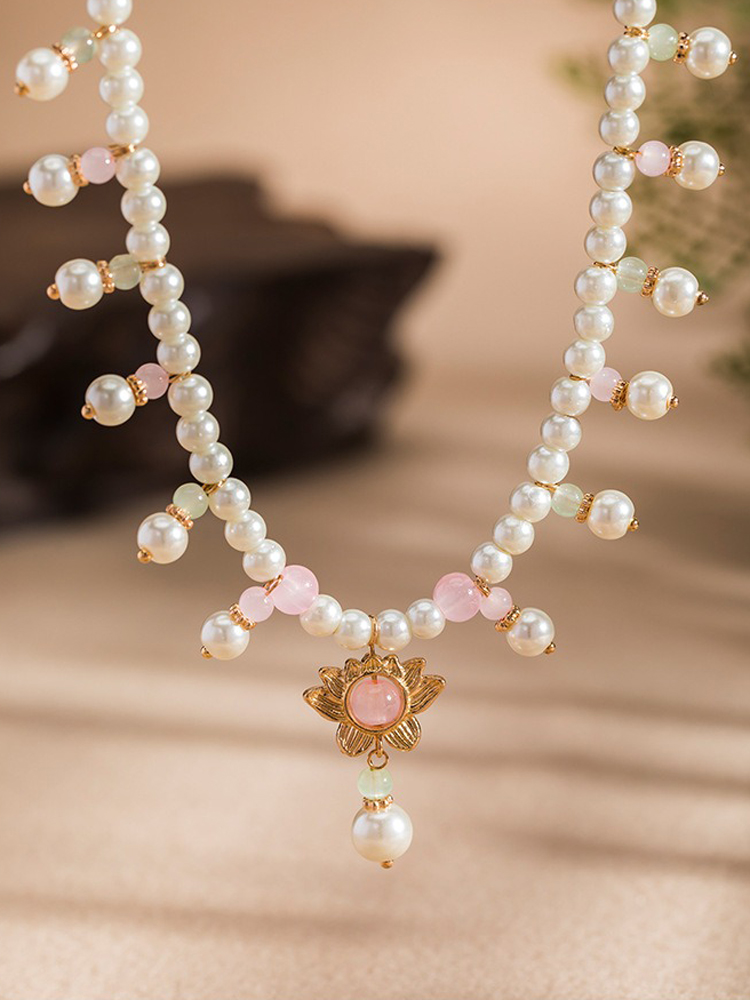 Women Lotus Necklace Simple Summer Vintage Accessories