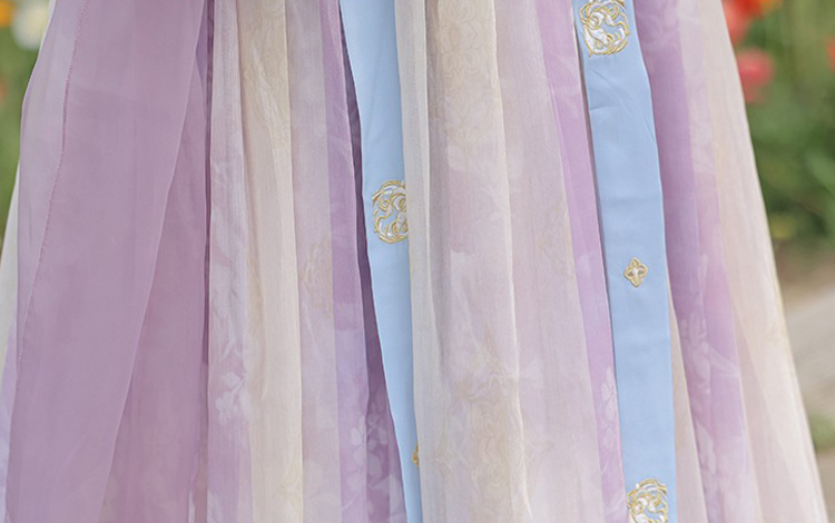 Women Spring Tang Dynasty Hanfu Qixiong Shanqun Purple Embroidered Skirt