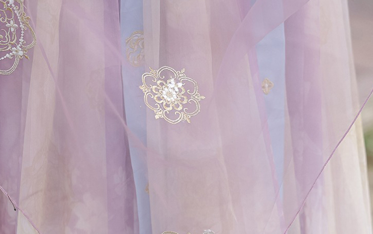 Women Spring Tang Dynasty Hanfu Qixiong Shanqun Purple Embroidered Skirt