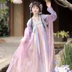 Women Spring Tang Dynasty Hanfu Qixiong Shanqun Purple Embroidered Skirt