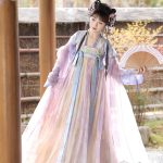 Women Spring Tang Dynasty Hanfu Qixiong Shanqun Purple Embroidered Skirt