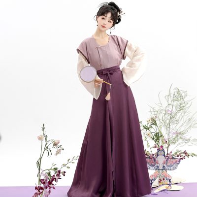 Women Summer Hanfu Simple Solid Color Han Element Daily Vintage