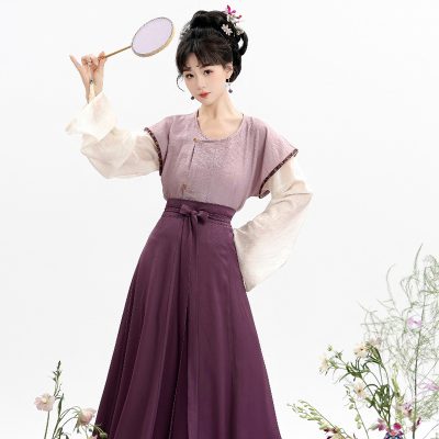 Women Summer Hanfu Simple Solid Color Han Element Daily Vintage