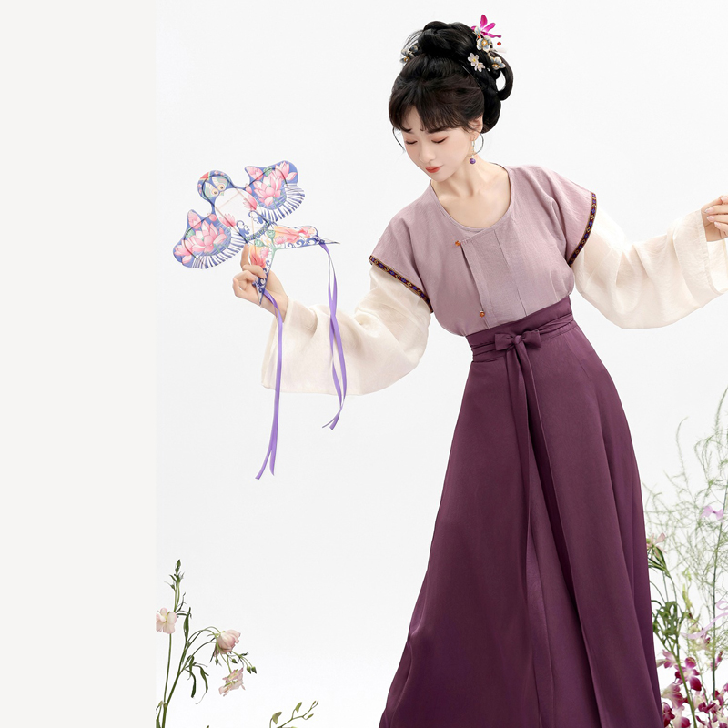 Women Summer Hanfu Simple Solid Color Han Element Daily Vintage