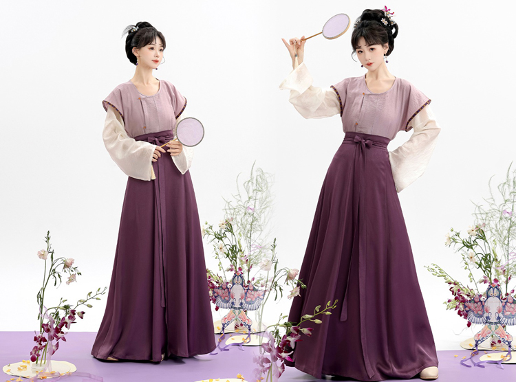 Women Summer Hanfu Simple Solid Color Han Element Daily Vintage