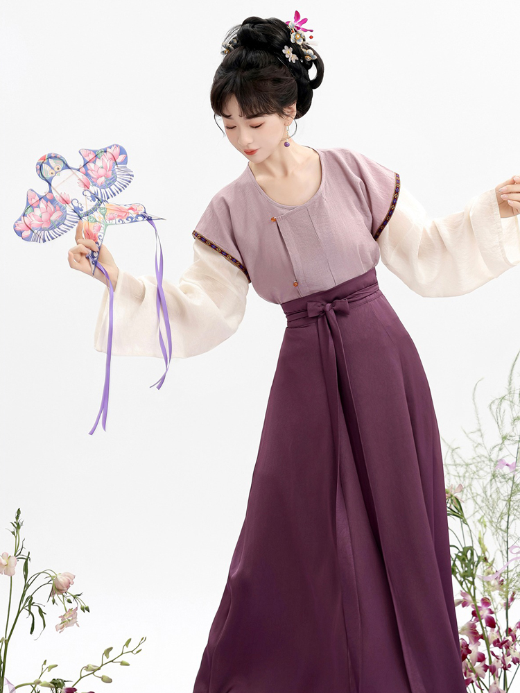 Women Summer Hanfu Simple Solid Color Han Element Daily Vintage