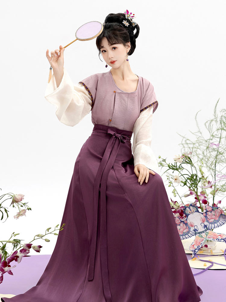 Women Summer Hanfu Simple Solid Color Han Element Daily Vintage