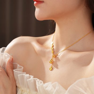 Fortune Character Gourd Necklace Vintage Collarbone Chain