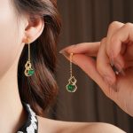 Gourd Tassel Earrings Vintage Green Cheongsam Accessories