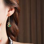 Gourd Tassel Earrings Vintage Green Cheongsam Accessories
