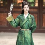 Men Hanfu Round Collar Robe Green Martial Arts Costume