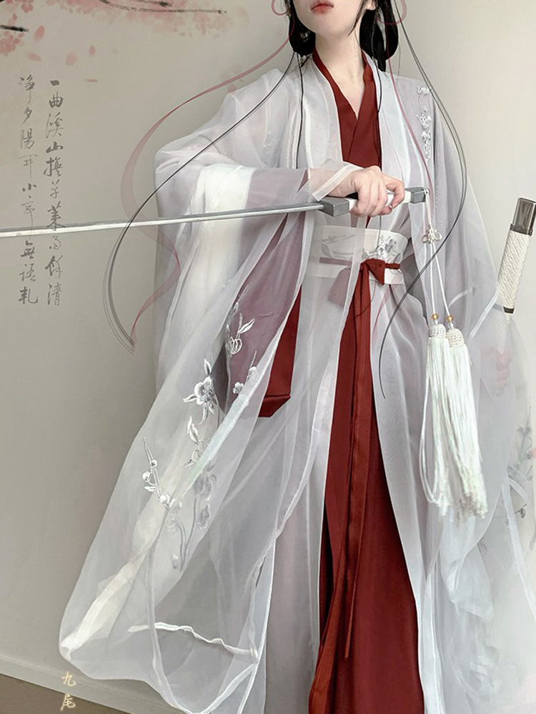 New Style Wide Sleeve Zhiju Embroidered Everyday Martial Arts Fairy Set