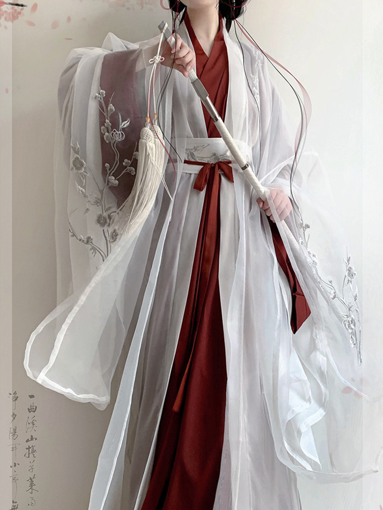 New Style Wide Sleeve Zhiju Embroidered Everyday Martial Arts Fairy Set