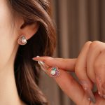 Pink Gourd Women Pearl Earrings Retro Cheongsam Accessories