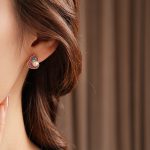 Pink Gourd Women Pearl Earrings Retro Cheongsam Accessories